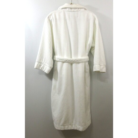 KassaSpa Robe Unisex L/XL 100% Fine Ring Spun Cotton White Terry Chenille Waffle - Picture 4 of 9